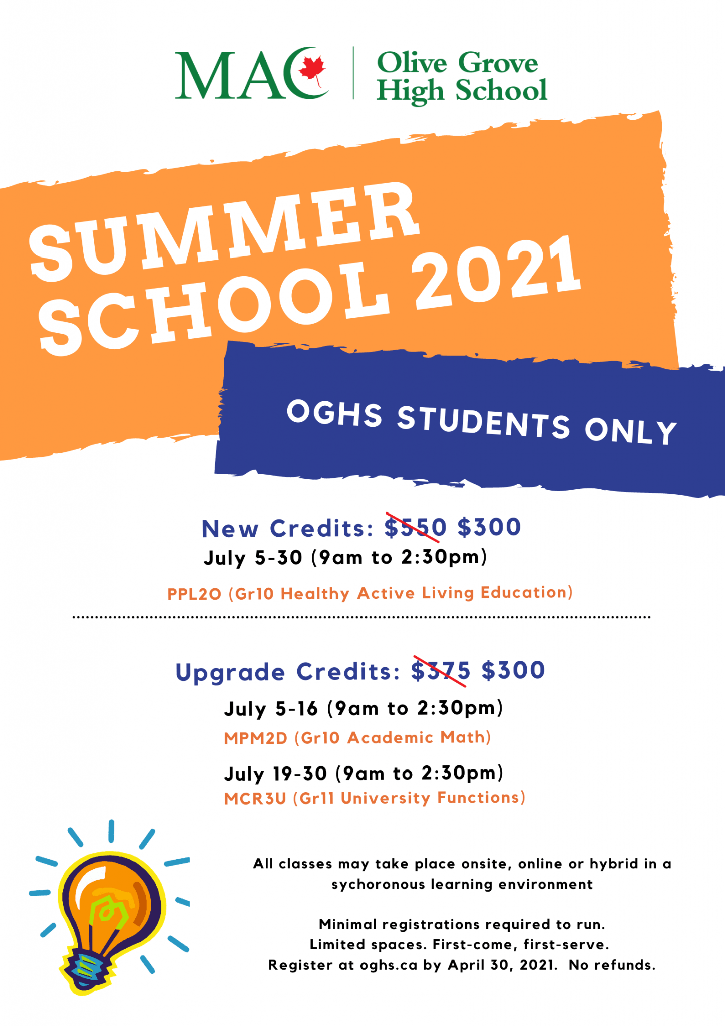 OGHS Summer School Program Olive Grove High School